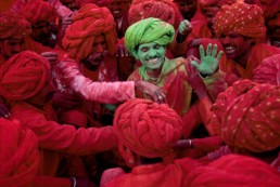 Villagers participating in the Holi Festival, Rajasthan, India, 1996